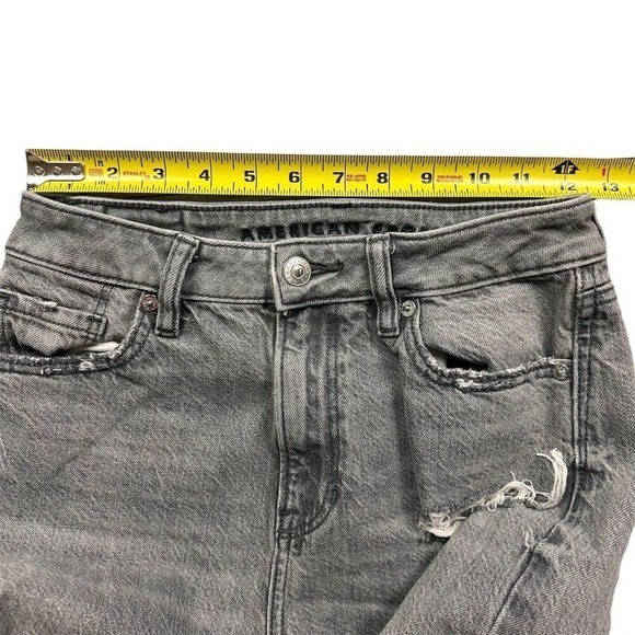 American Eagle Women's Distressed Mom Jeans Smoked Gray Size 0 High-Rise - Picture 8 of 11